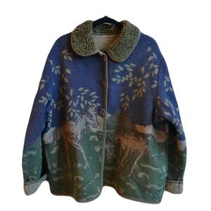 Vintage Cedar Canyon Equestrian Horse Fleece Tapestry Jacket 1 X